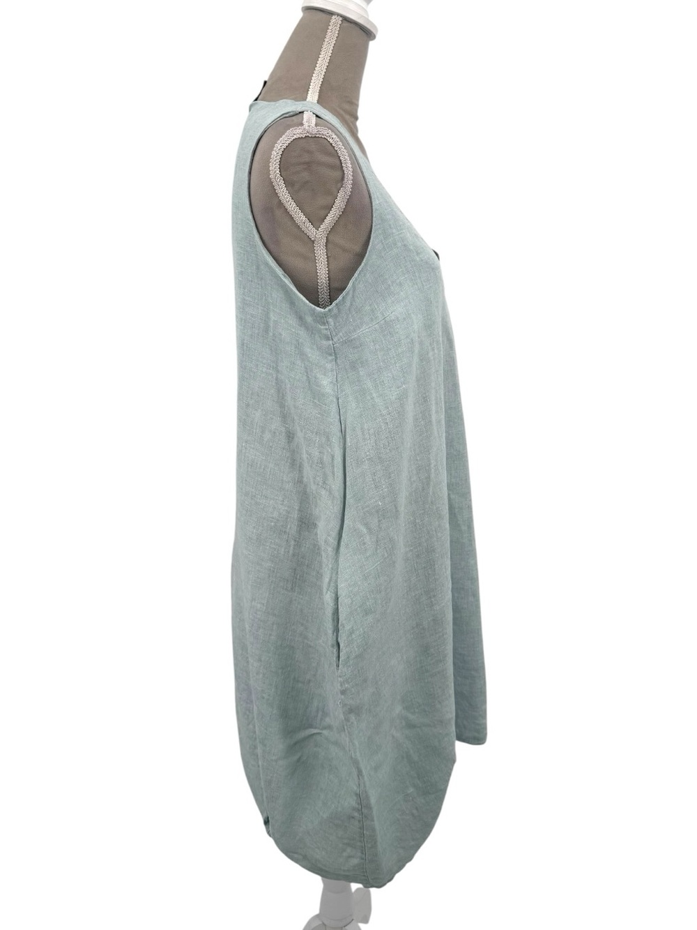 Inizio Fiji Linen Bubble Dress Light Blue Pockets Knee Length Made Italy Medium - Picture 5 of 10
